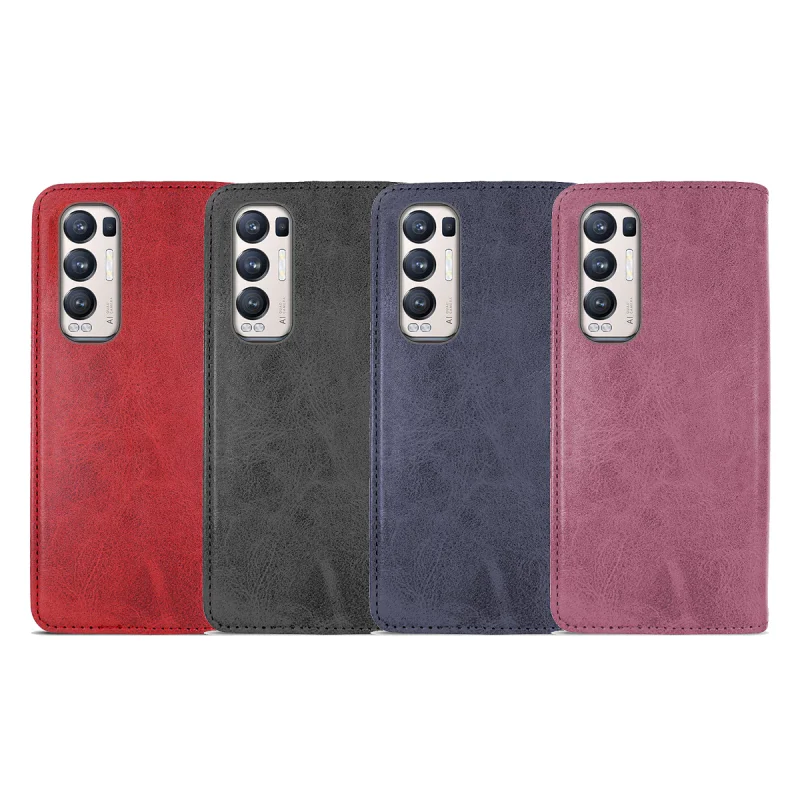 Capa Apokin para Oppo Find X5 Lite com Tampa e Ranhura para Cartões em Pele Sintética Rosa - Imagem 1