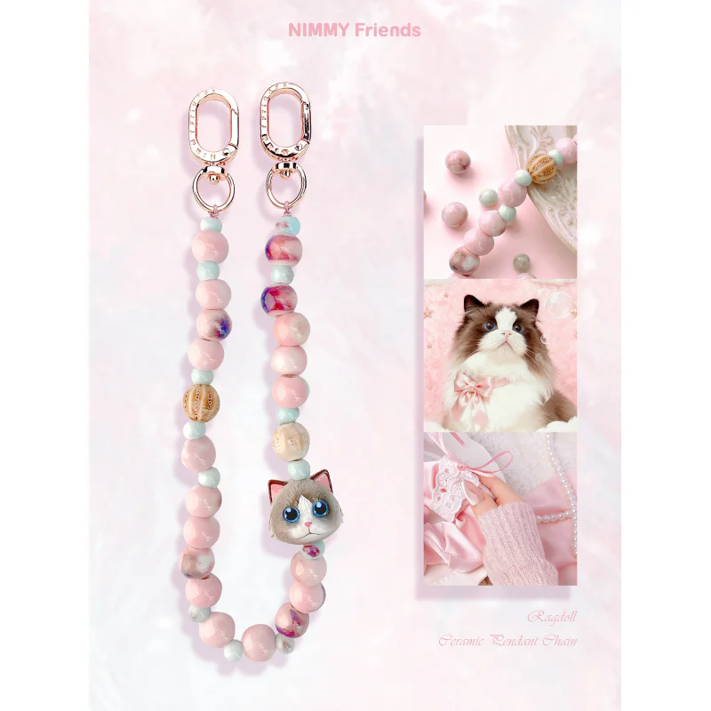 Cordão para Telemóvel Apokin Nimmy Amigos Charm de Contas Ragdoll Rosa - Imagem 2