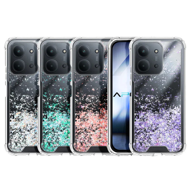 Capa Apokin para Xiaomi Redmi 15C 4G Gel Transparente com Purpurina Azul Turquesa