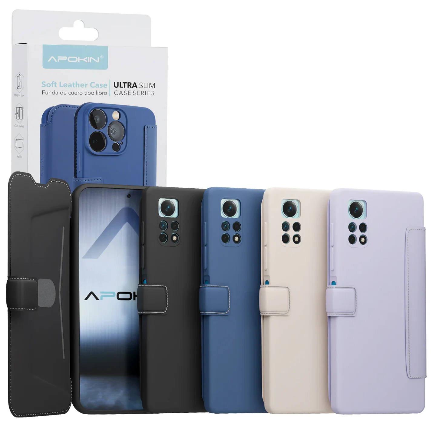 Capa Tipo Livro Apokin para Xiaomi Redmi Note 12S, Couro Macio Ultra Slim Lilás - Imagem 1