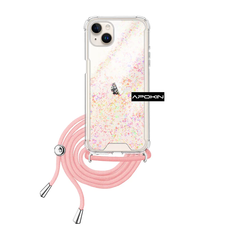 Capa Apokin para iPhone 13 Mini em Gel Transparente com Cordão Lilás - Imagem 3