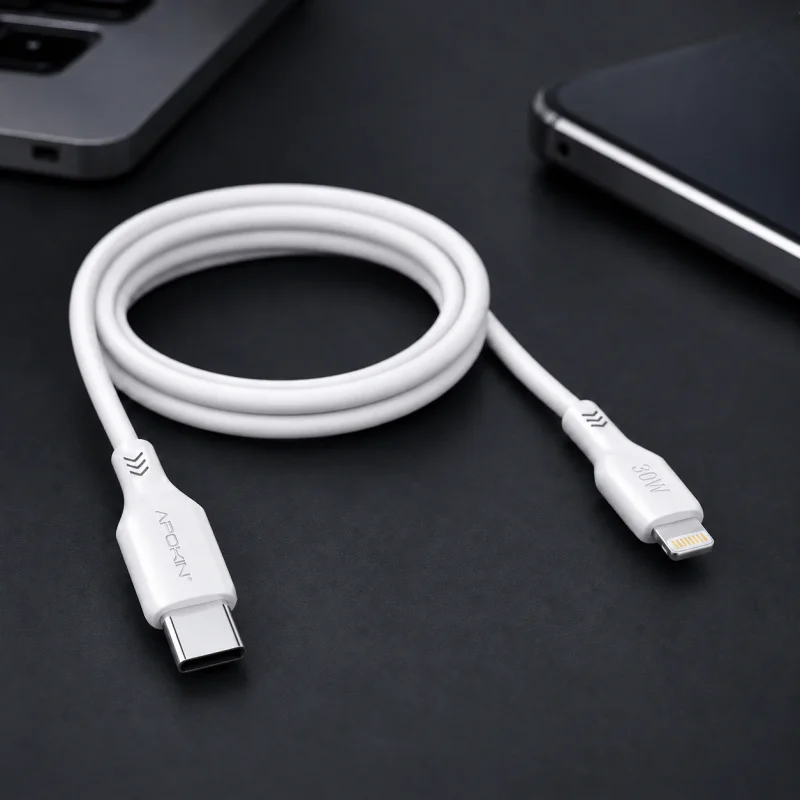 Cabo USB-C para Lightning Apokin 27 W 0,30 m Branco - Imagem 2