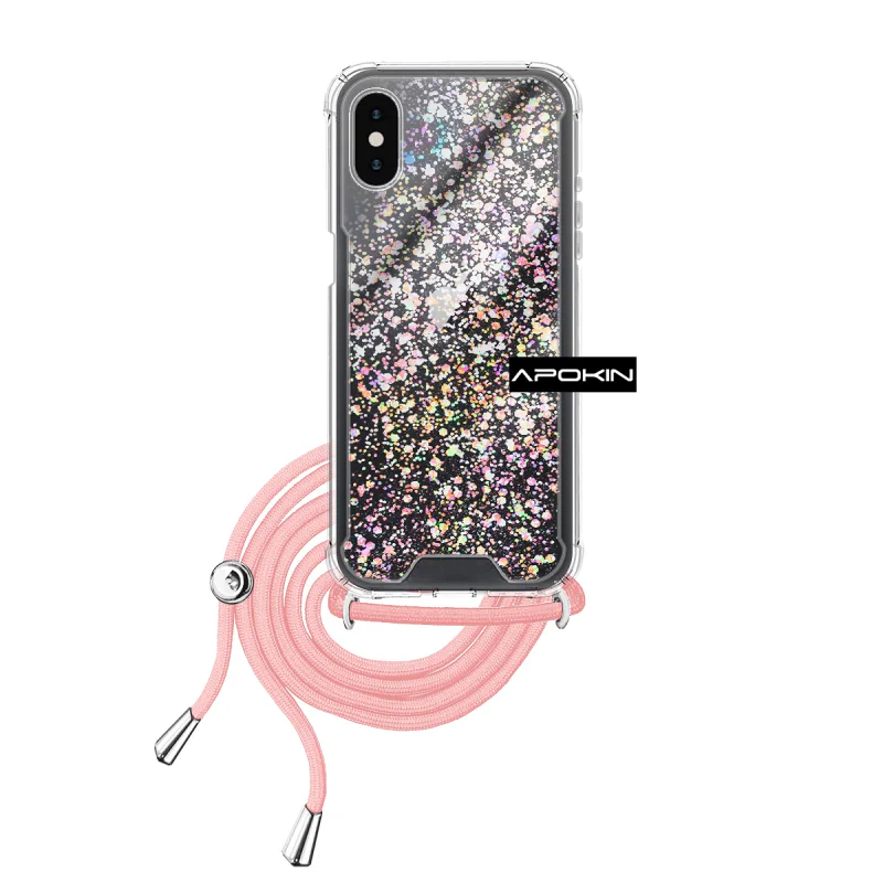Capa de Gel Apokin para iPhone X e iPhone XS Transparente com Cordão Variedade de cores - Imagem 3