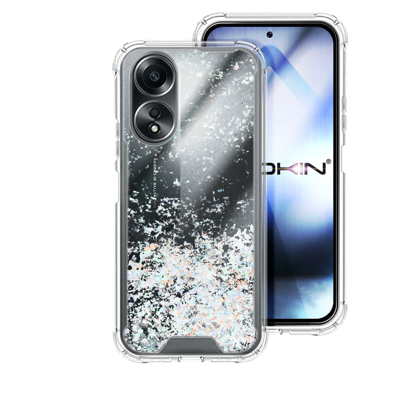 Capa Apokin para Oppo A58 4G Gel Transparente com Purpurina Azul turquesa - Imagem 5