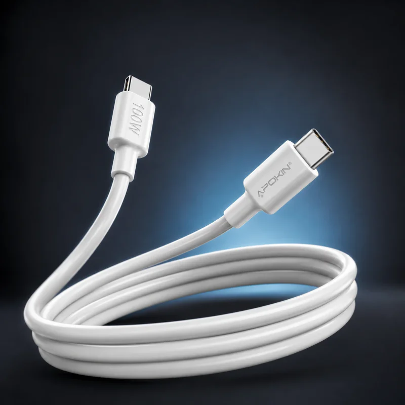Cabo USB Tipo-C para Tipo-C Apokin 100 W 2 m Branco - Imagem 4