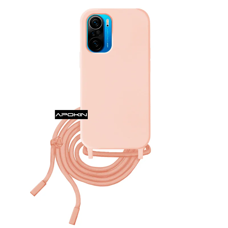 Capa de Silicone Apokin com Cordão para Xiaomi Poco F3 e Mi 11i Azul turquesa - Imagem 5