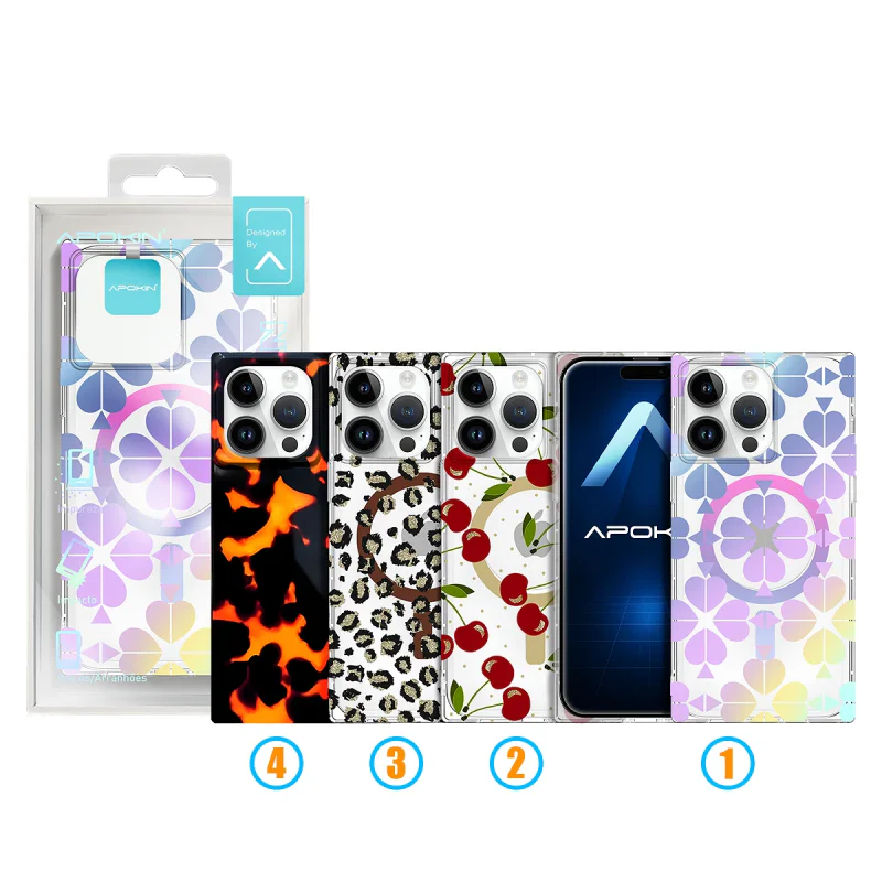 Capa Apokin para iPhone 14 Pro Max Metalizada com Desenhos e MagSafe 3 - Imagem 1