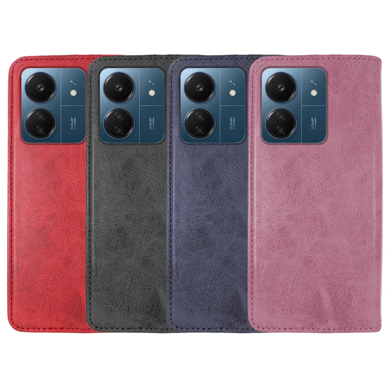 Capa Apokin com Tampa e Porta-Cartões para Xiaomi Redmi 13C Pele Sintética Variedade de cores