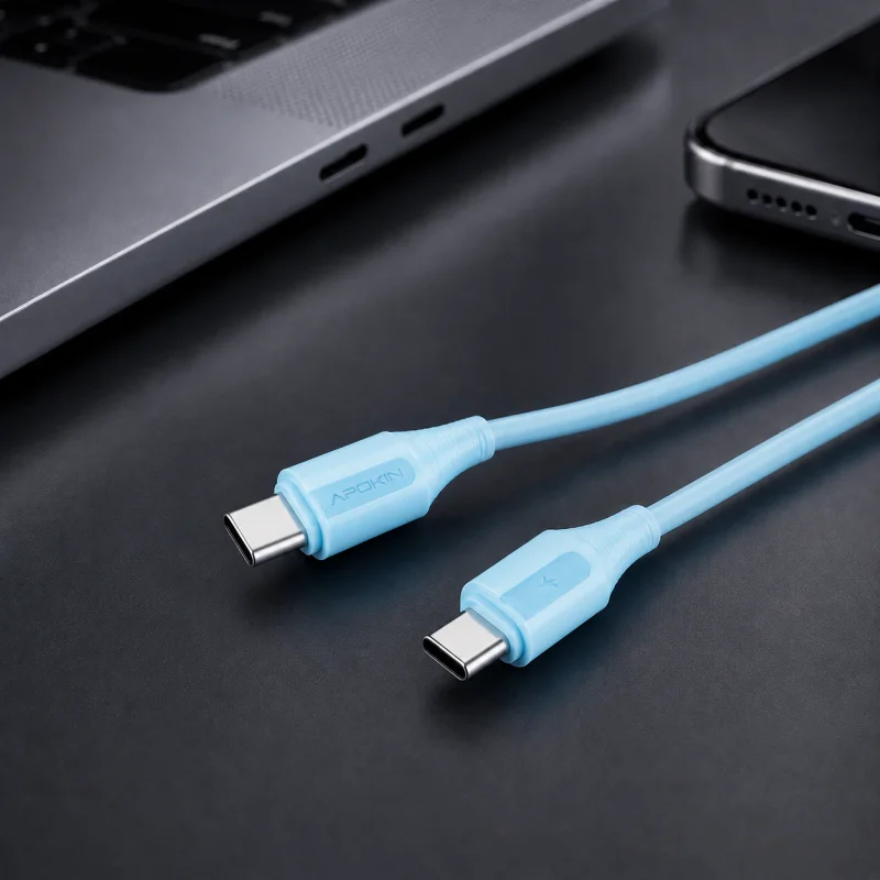 Cabo USB-C para USB-C Apokin 60 W 3 A 1 m Azul - Imagem 3