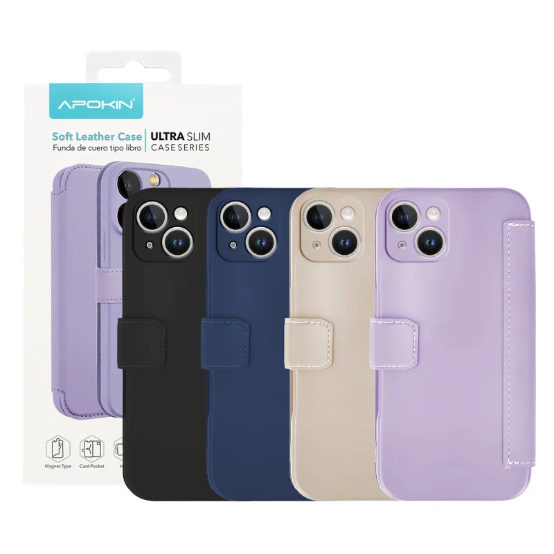 Capa Apokin para iPhone 14 Plus em Silicone com Efeito Pele Lilás