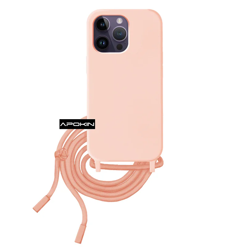Capa Macia Apokin para iPhone 14 Pro Max com Cordão Rosa - Imagem 5