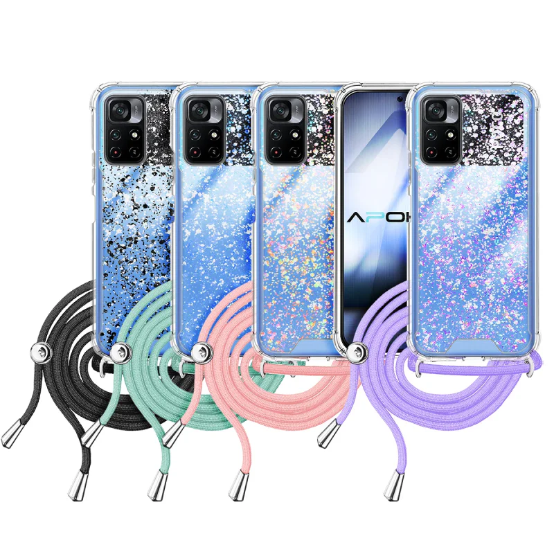 Capa de Gel Apokin com Cordão para Xiaomi Poco M4 Pro 5G Variedade de cores