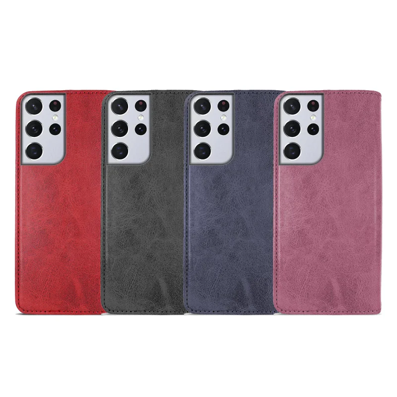 Capa com Tampa Apokin para Samsung Galaxy S21 Ultra com Porta-cartões em Efeito Pele Variedade de cores