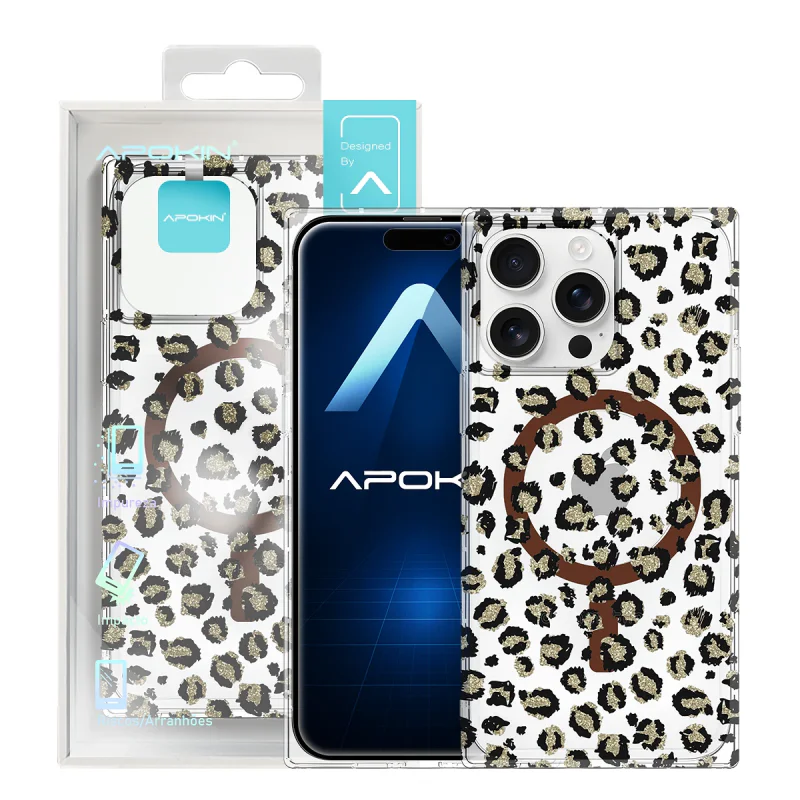 Capa Apokin para iPhone 15 Pro Max Metalizada com Desenhos MagSafe Variedade de cores - Imagem 5