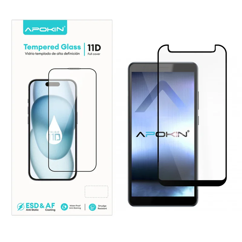 Película de Vidro Curvo 11D Apokin Cola Total para ZTE V2020 e V2021 Preto