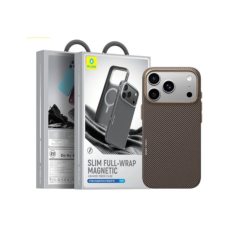 Capa Apokin BLUEO para iPhone 17 Pro / 18 Pro Magnética em Fibra de Aramida Dourado - Imagem 3