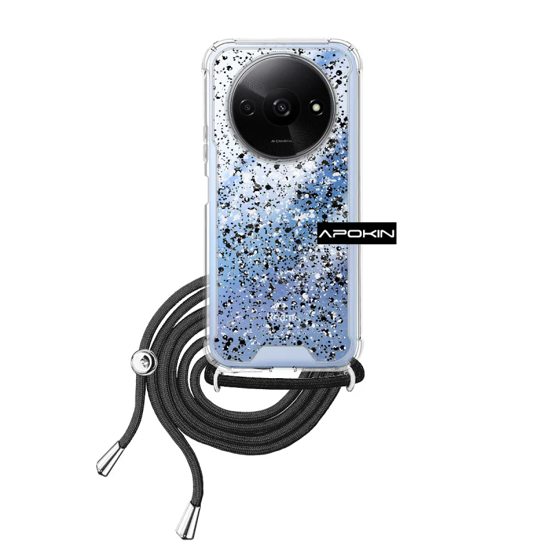 Capa Apokin para Xiaomi Redmi A3 em Gel Transparente com Cordão Azul Turquesa - Imagem 6