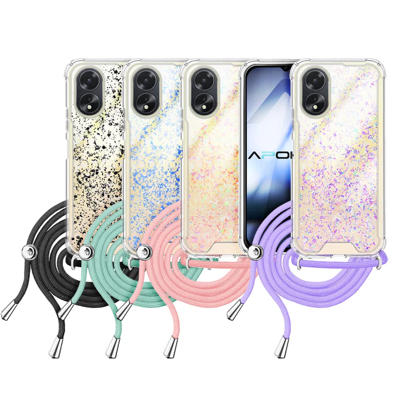 Capa Apokin para Oppo A38 4G Gel Transparente com Cordão Lilás - Imagem 1