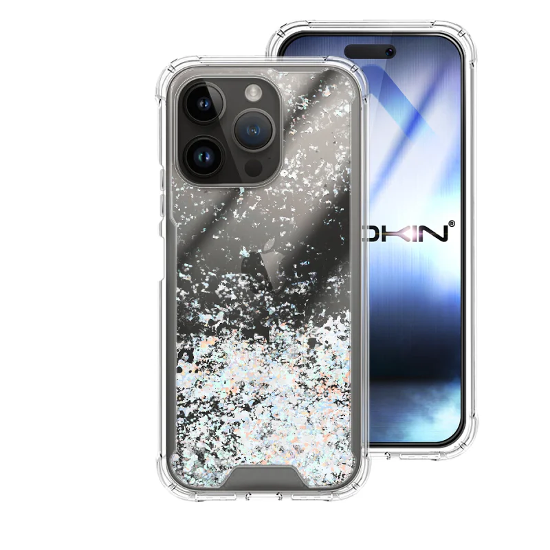 Capa Apokin para iPhone 14 Pro Max 6,7 polegadas Gel com Glitter Azul - Imagem 5