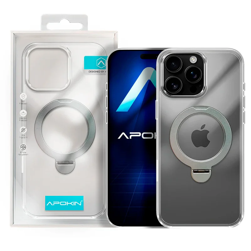 Capa Apokin Puro para iPhone 16 Pro Max com Anel Giratório e MagSafe