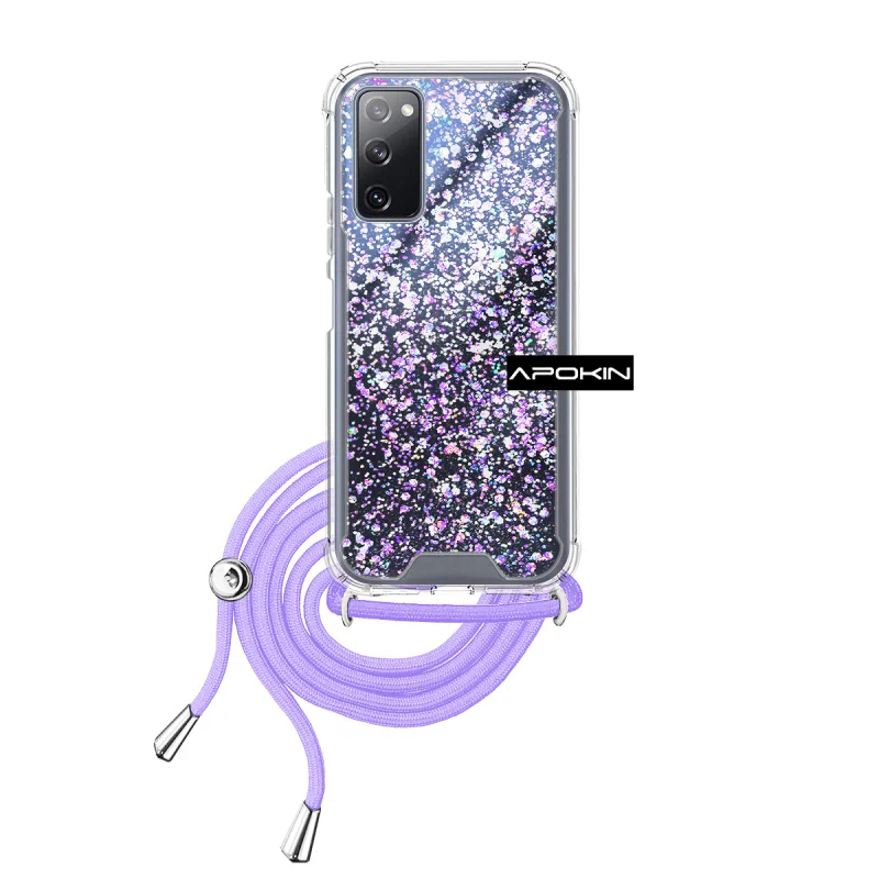 Capa de Gel Apokin para Samsung Galaxy S20 FE Transparente com Cordão Azul Turquesa - Imagem 2