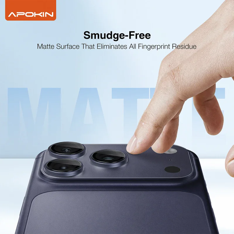 Protetor Integral de Lentes Apokin para iPhone 17 Pro Max com Revestimento PVD Mate Azul - Imagem 3