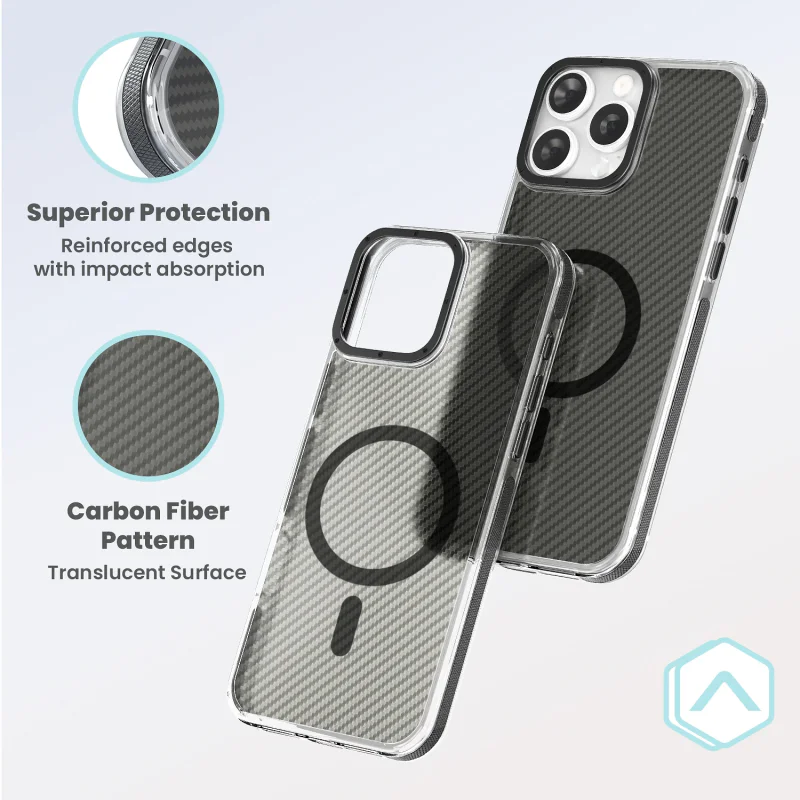Capa Apokin em Fibra de Carbono com MagSafe para iPhone 15 Pro Max Preto - Imagem 3