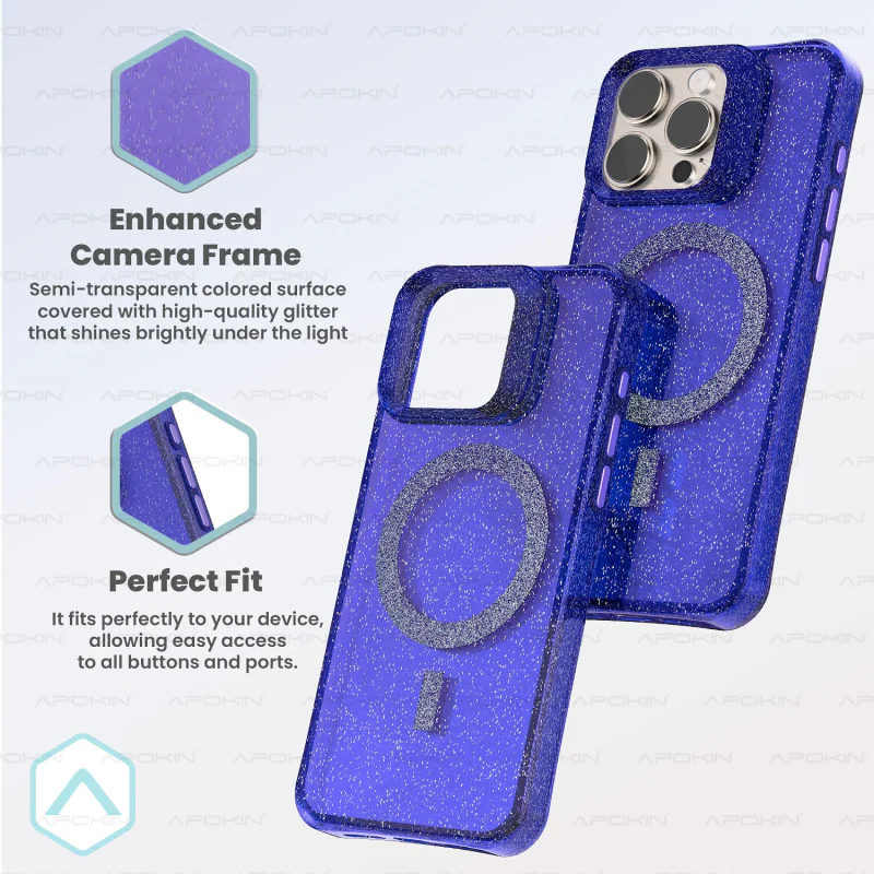 Capa Apokin para Apple iPhone 14 Pro Transparente com Brilho e MagSafe Branco - Imagem 6