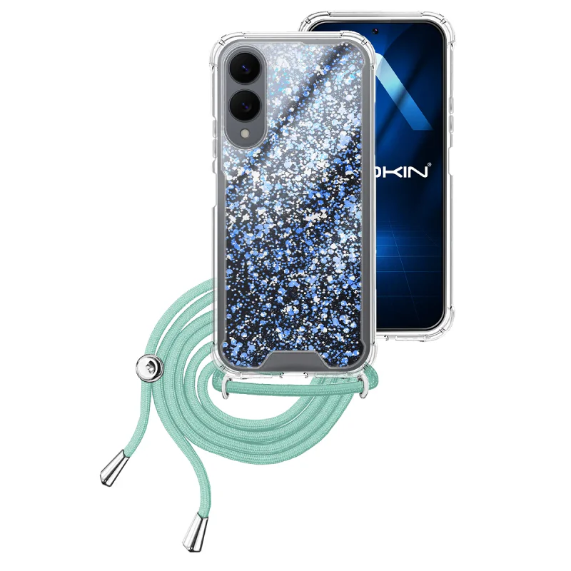 Capa Apokin para Samsung Galaxy S25 Edge Gel Transparente com Cordão Azul Turquesa - Imagem 2
