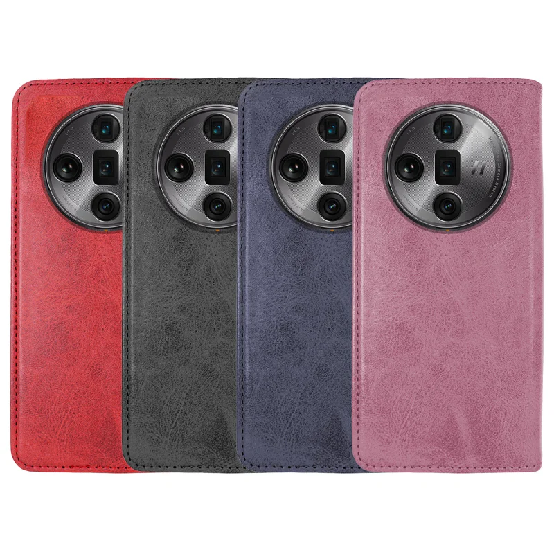 Capa Apokin para Oppo Find X7 Pele Sintética com Porta-cartões Preto