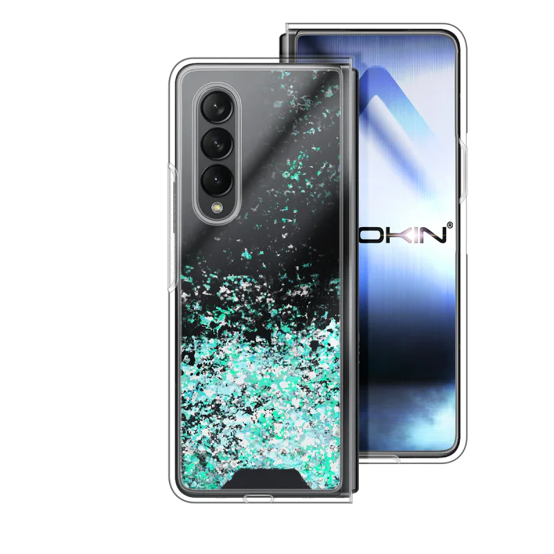 Capa Apokin Samsung Galaxy Z Fold 3 Gel Transparente com Purpurina Azul - Imagem 4
