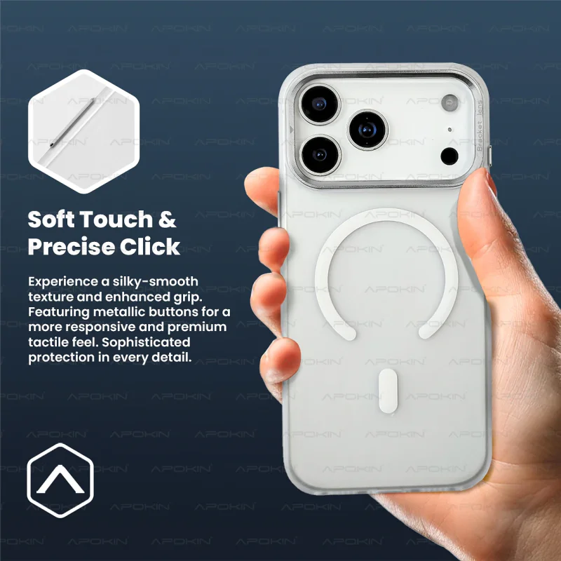 Capa Apokin para iPhone 16 Pro Acabamento Aveludado Fumado com MagSafe Transparente - Imagem 5