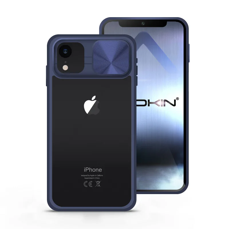 Capa de Gel Apokin Antichoques para Apple iPhone XR com Tampa Deslizante de Câmara Cor: Azul marinho - Imagem 3