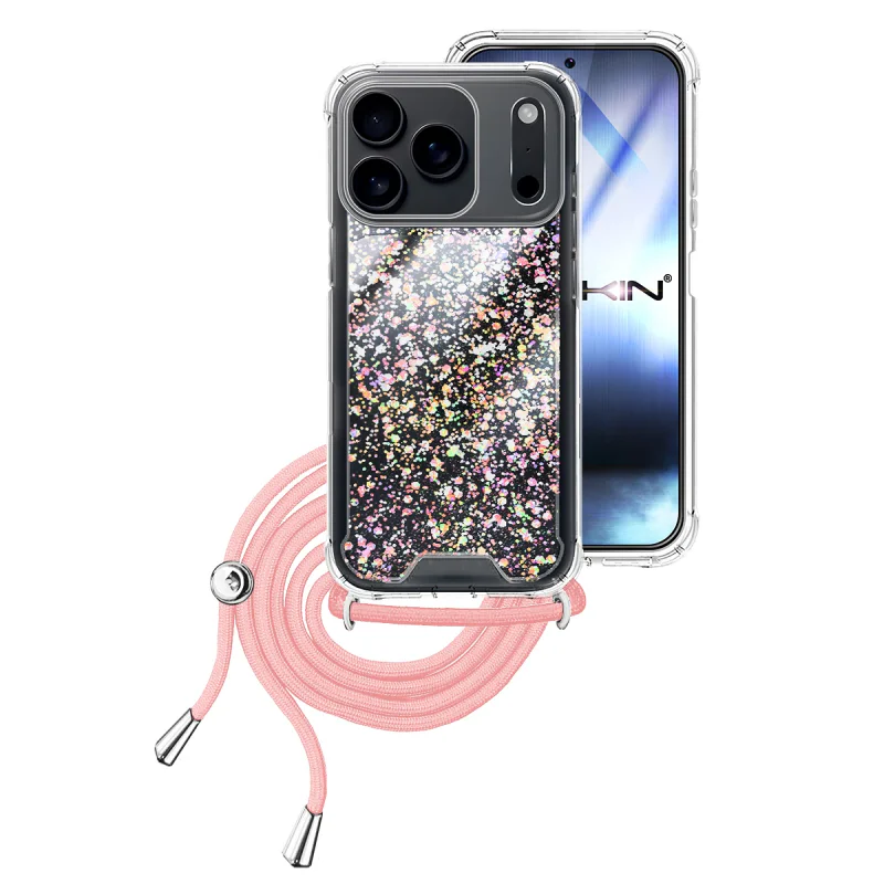 Capa de Gel Apokin para iPhone 17 Pro Transparente com Cordão Rosa - Imagem 3