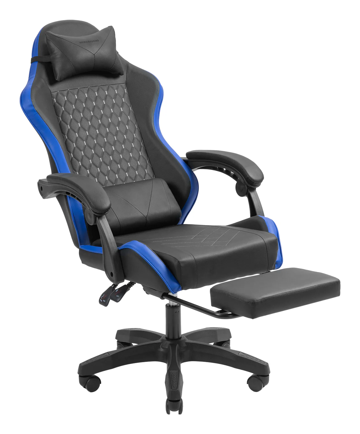 Cadeira Gaming Mars Gaming MGC-X em Pele Sintética com Apoio para Pés Extensível Preta e Azul - Imagem 4