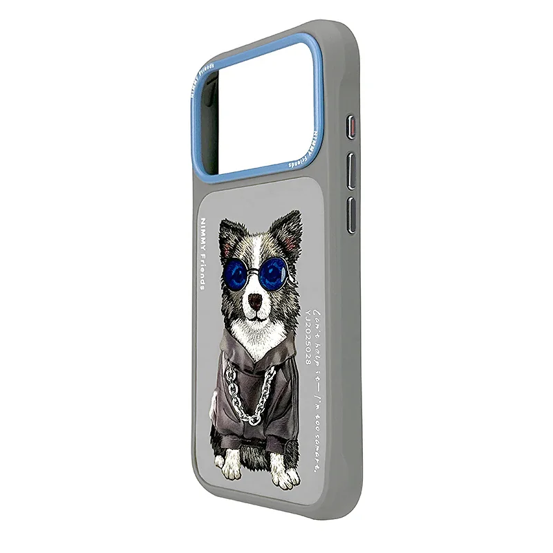 Capa Apokin Nimmy para iPhone 16 Pro com Bordado e MagSafe Cinza - Imagem 4
