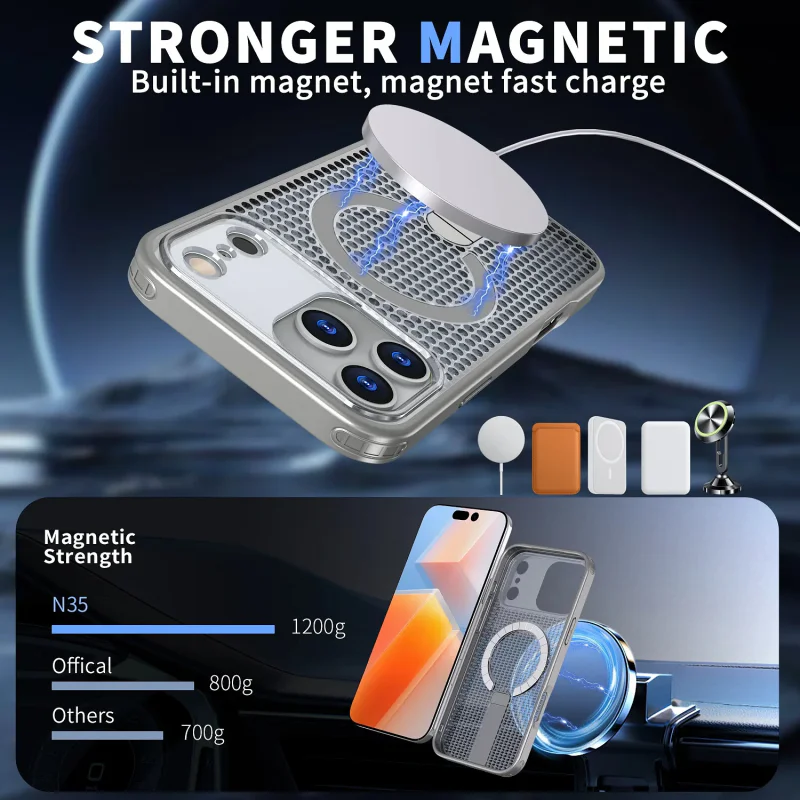 Capa Apokin para iPhone 17 com Dissipação de Calor Suporte e MagSafe - Imagem 3