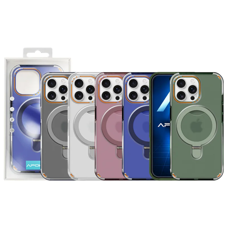 Capa Apokin Smoked com Suporte de Anel e MagSafe para iPhone 16 Pro Branco - Imagem 1