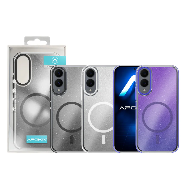Capa Apokin Acrílica com Purpurina e MagSafe para Samsung Galaxy S25 Variedade de cores