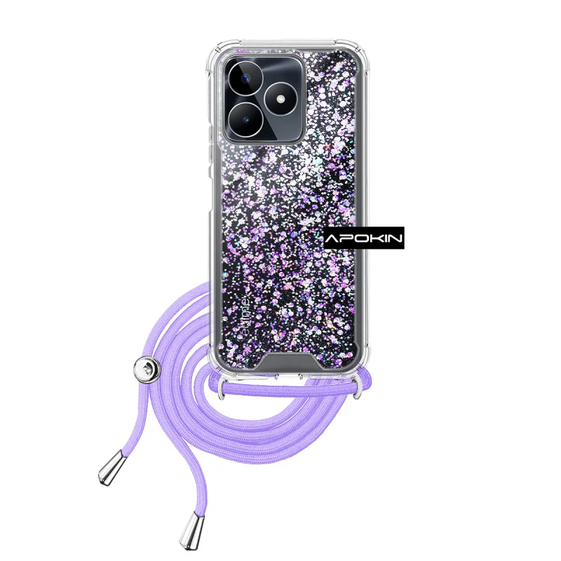 Capa de Gel Apokin Transparente com Cordão para Realme C53 Rosa - Imagem 2