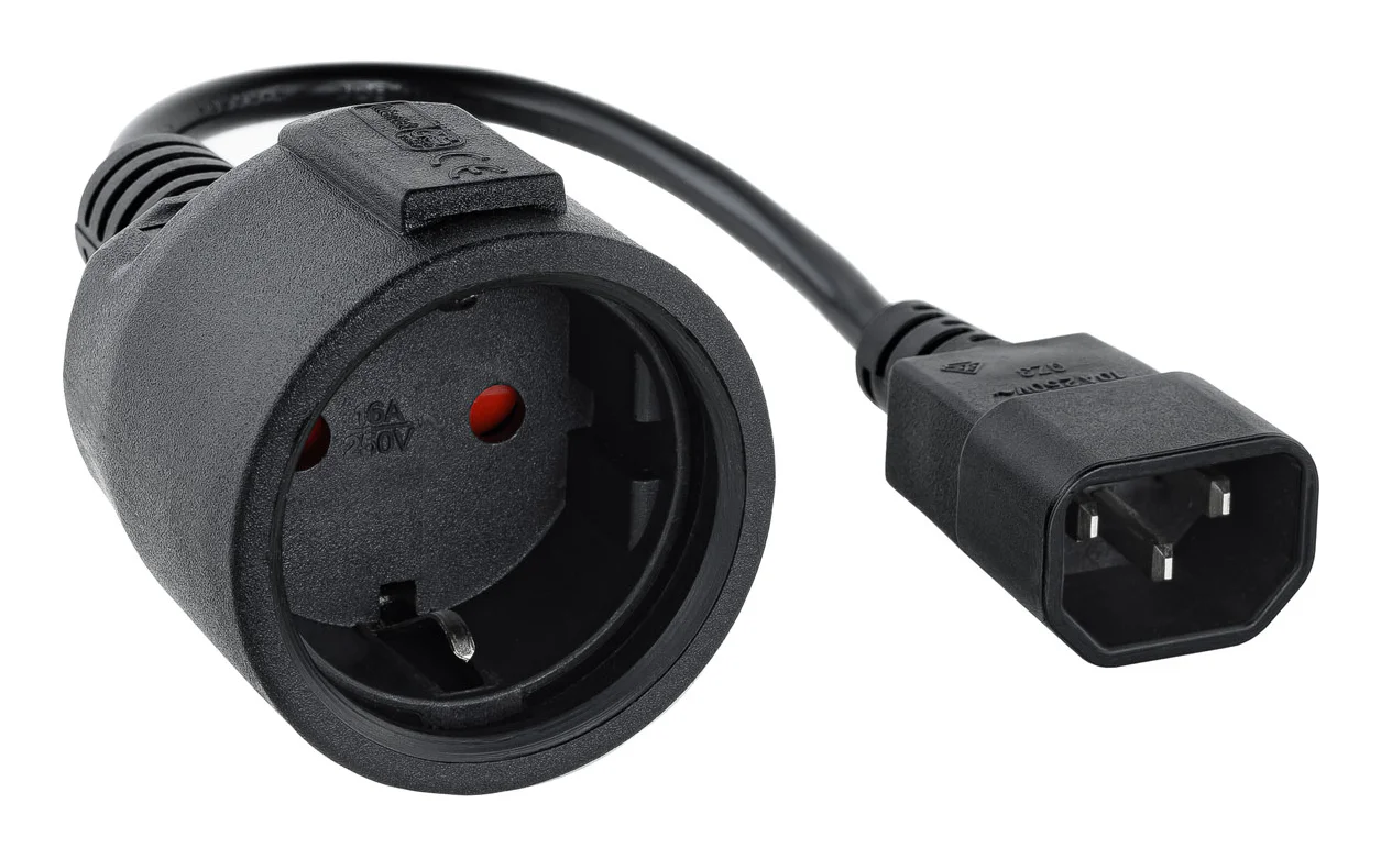 Cabo Adaptador Nanocable C14 Macho para CEE7/4 Fêmea 0,5 m Preto