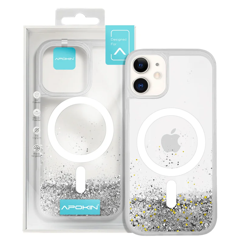 Capa Apokin para iPhone 11 com Purpurina Desenhos e MagSafe Prata - Imagem 4