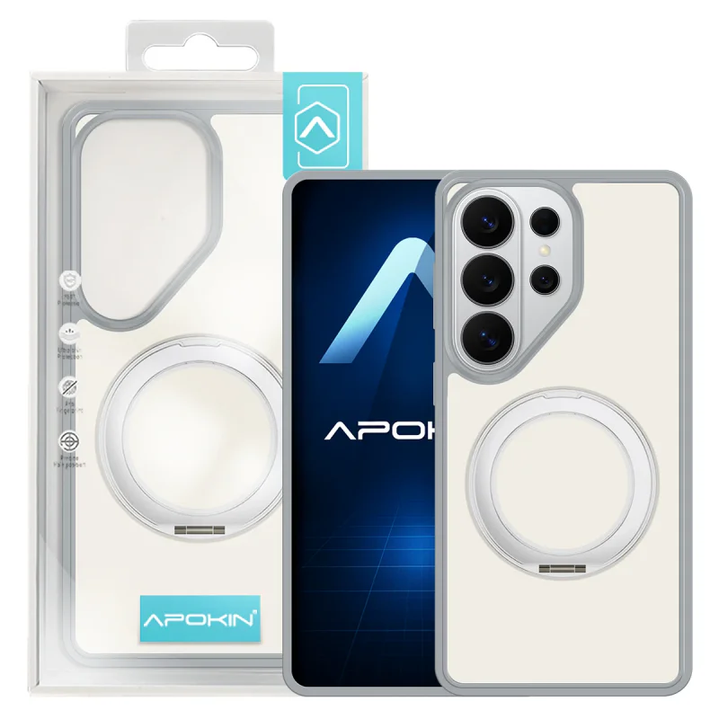 Capa Apokin para Samsung Galaxy S26 Ultra Fosca com Aro MagSafe e Suporte Preto - Imagem 3
