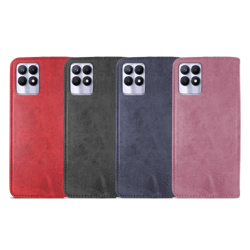 Capa em Pele Sintética Apokin com Porta-Cartões para Realme 8i Azul - Imagem 1