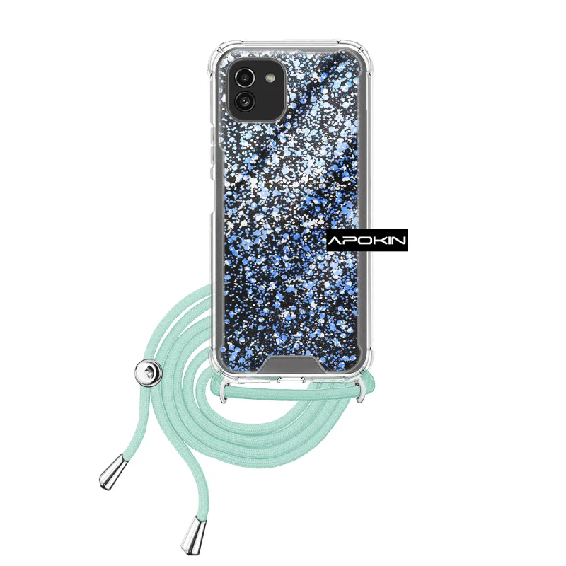 Capa Apokin para Samsung Galaxy A03 Gel Transparente com Cordão Rosa - Imagem 4