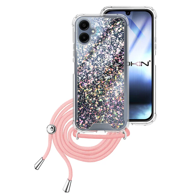 Capa Apokin Gel Transparente com Cordão para Samsung Galaxy A06 Rosa - Imagem 3