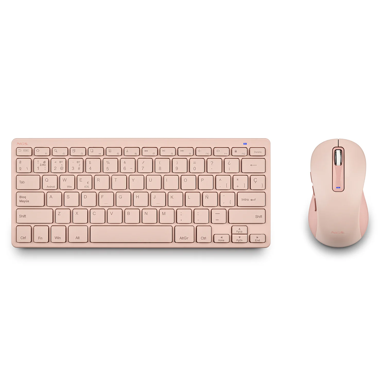 Conjunto Teclado e Rato Sem Fios NGS Fantasy Kit Rosa Recarregável 2,4 GHz + Bluetooth AZERTY Francês - Imagem 3