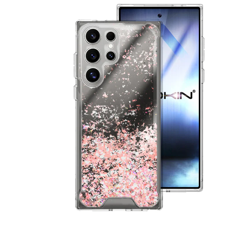 Capa de Gel Apokin Transparente com Purpurina para Samsung Galaxy S24 Ultra Rosa - Imagem 3