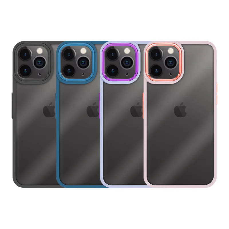 Capa Transparente Anti-Choque Apokin para iPhone 12 Pro Max Borda Câmara Alumínio Várias Cores Lilás - Imagem 1