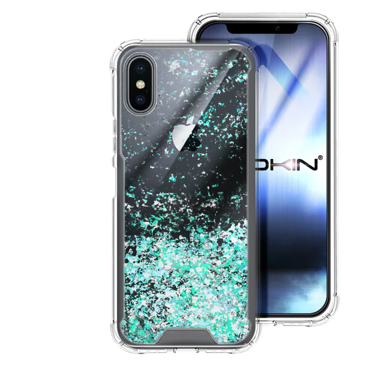 Capa Apokin para iPhone X e XS Gel Transparente Glitter Púrpura Variedade de cores - Imagem 4